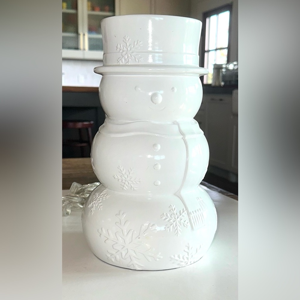 Yankee Candle Snowman Wax Warmer 12" Electric Melt Retired White Blizzard LARGE